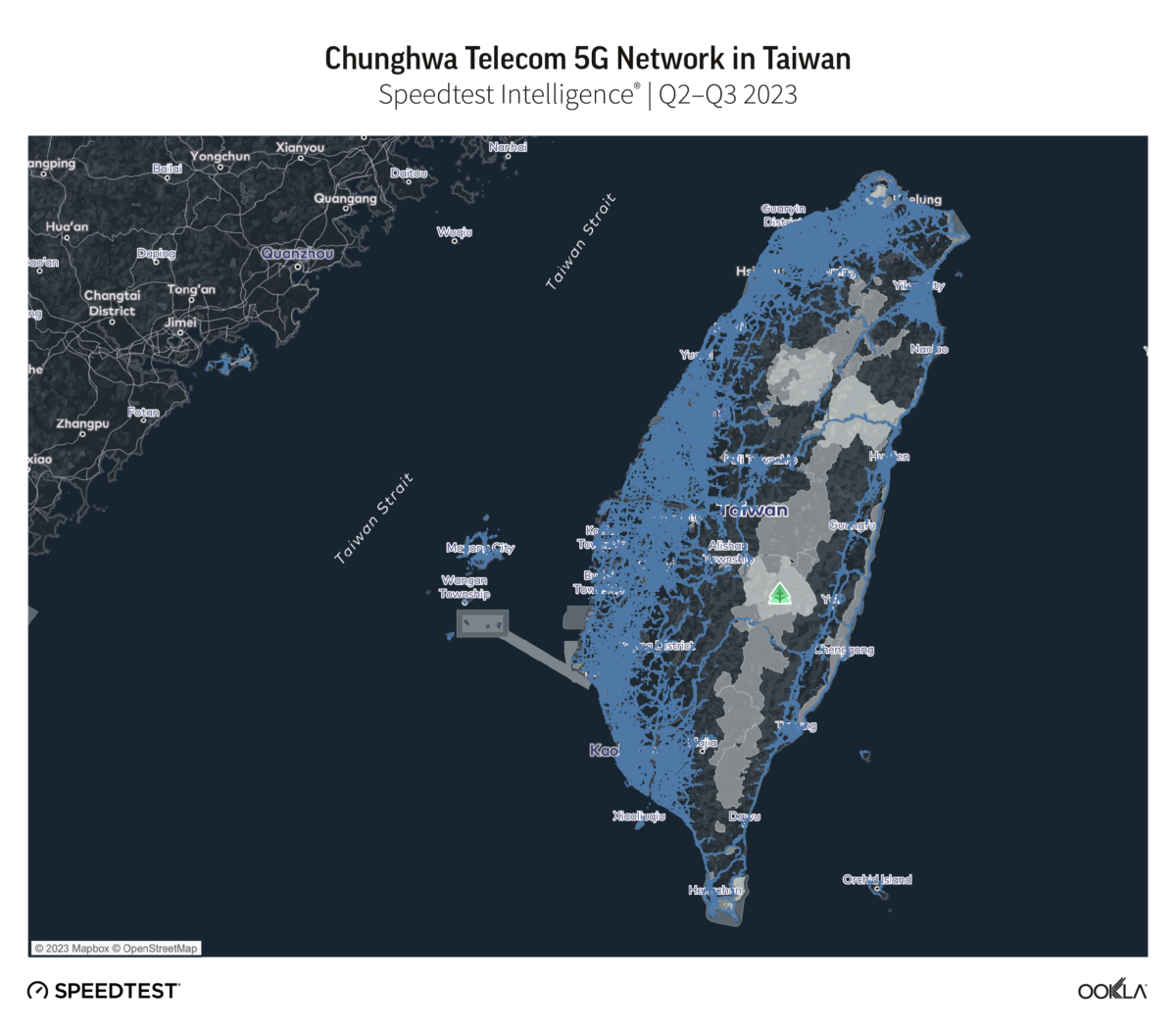 Map of Chunghwa Telecom 5G Network in Taiwan, Q2-Q3 2023