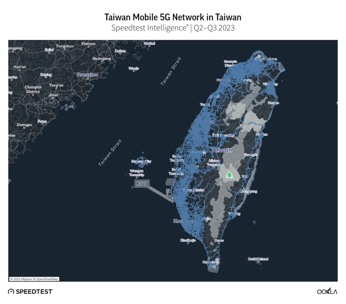 Map of Taiwan Mobile 5G Network in Taiwan, Q2-Q3 2023