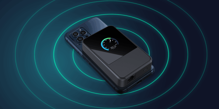 Hero image of Speedtest Pulse product with glowing rings behind it